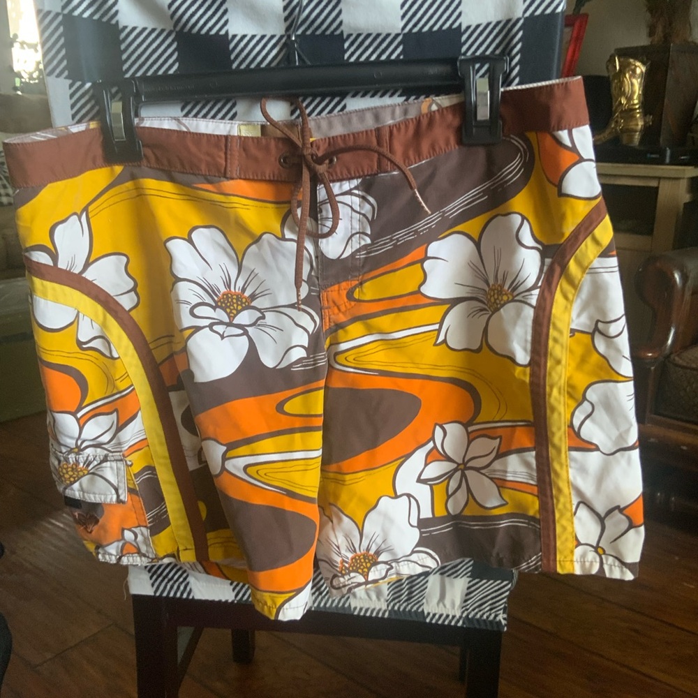 Roxy Women’s Floral Board Shorts in Yellow, Orange & Brown